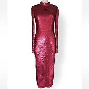 Veronica Beard Radiant Raspberry Sequin Midi Dress